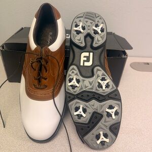 FootJoy Men's White and Brown Golf Shoes